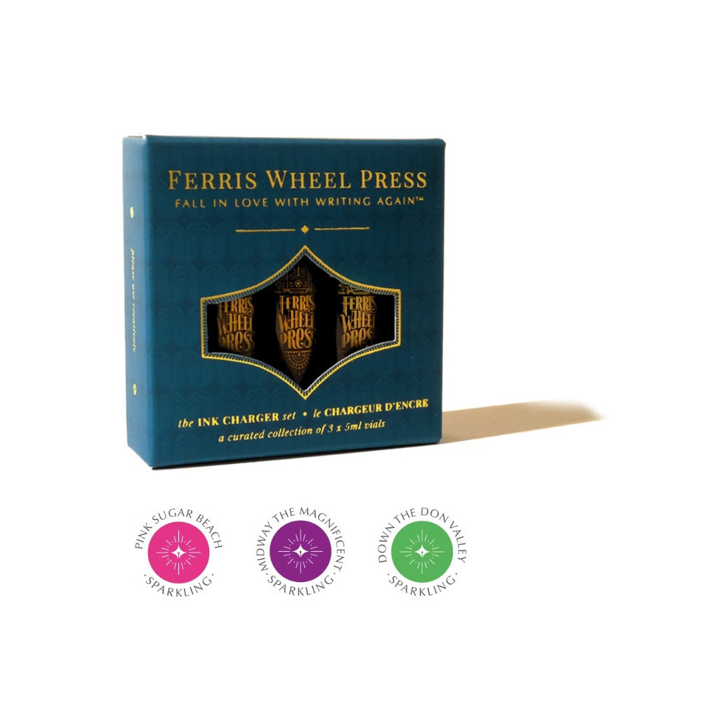 Zestaw atramentów Ink Charger - Ferris Wheel Press - The Sugar Beach Collection, 3 x 5 ml