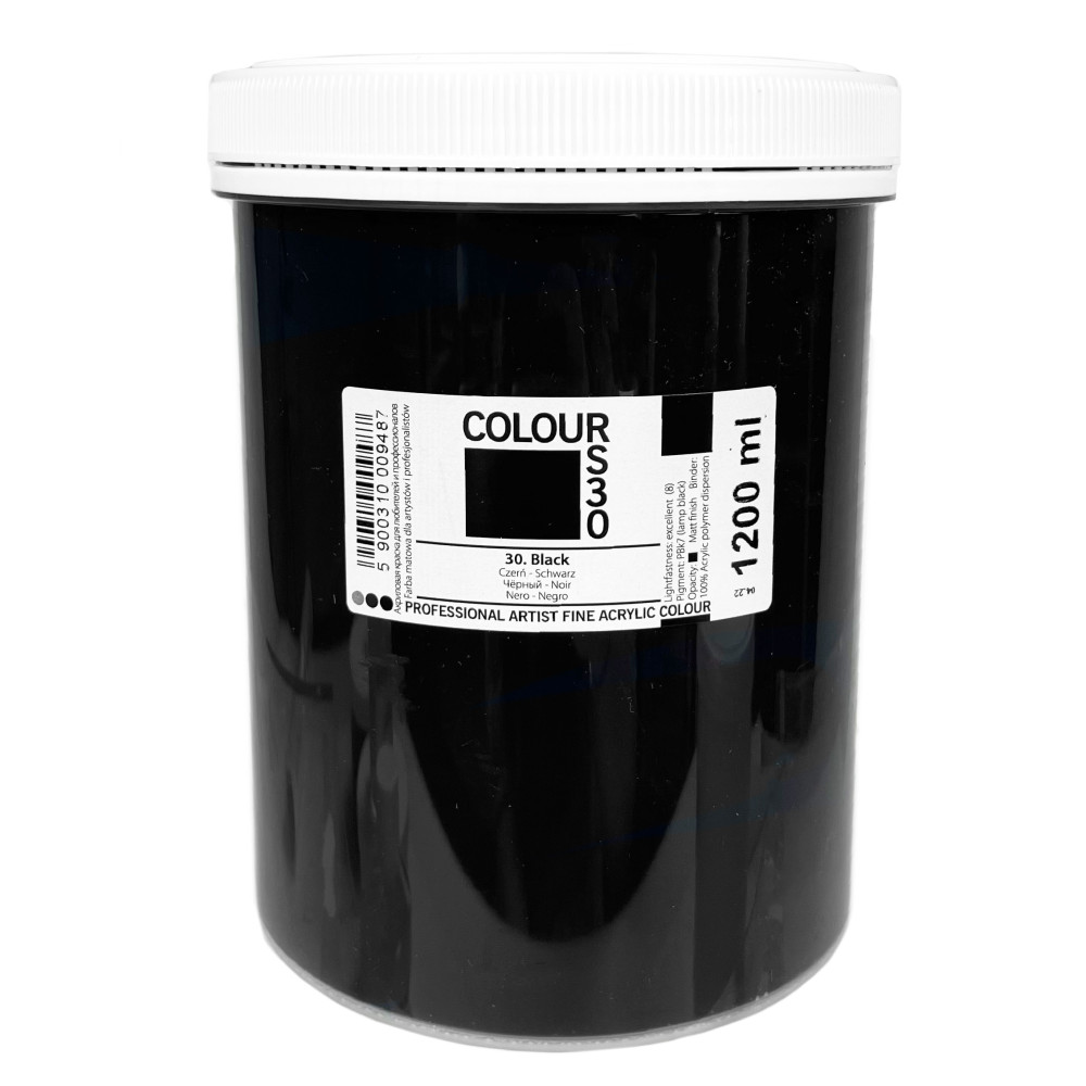 Acrylic paint Colours - Renesans - 30, Black, 1200 ml