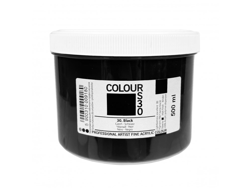 Farba akrylowa Colours - Renesans - 30, black, 500 ml