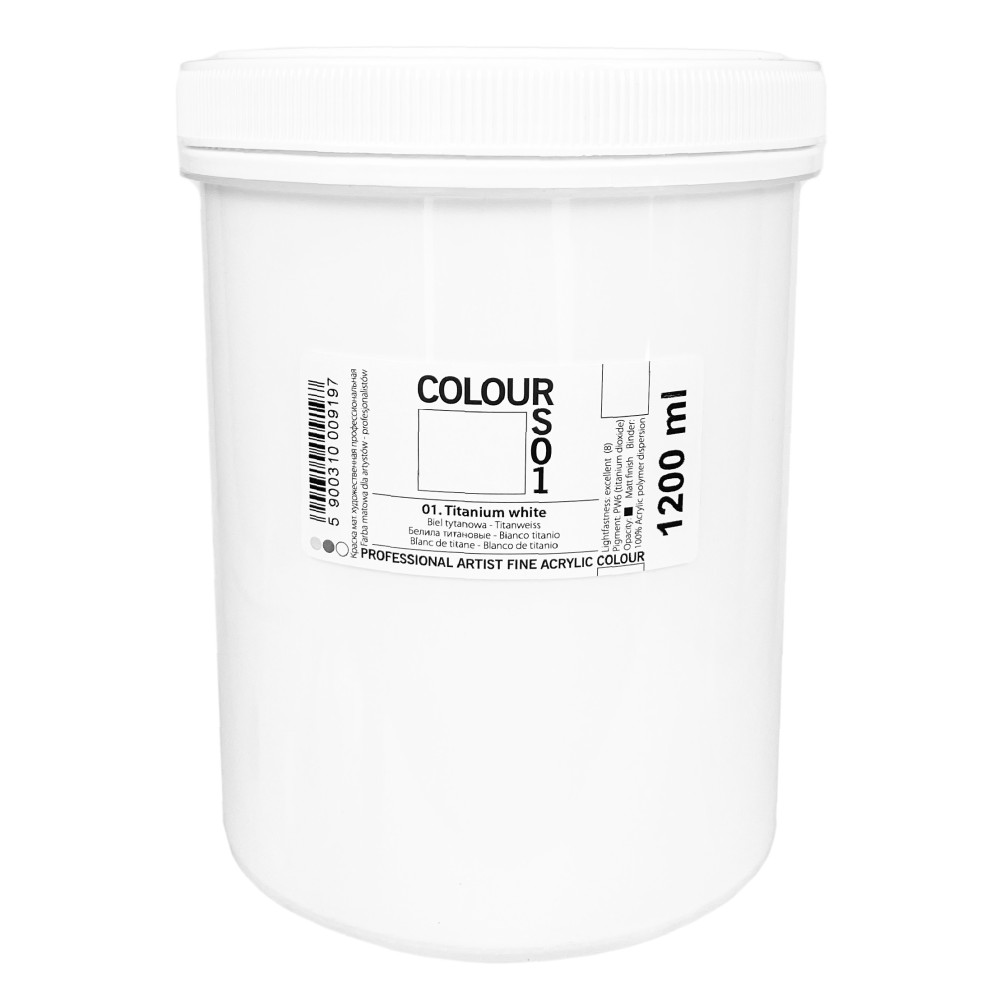 Acrylic paint Colours - Renesans - 01, Titanium White, 1200 ml