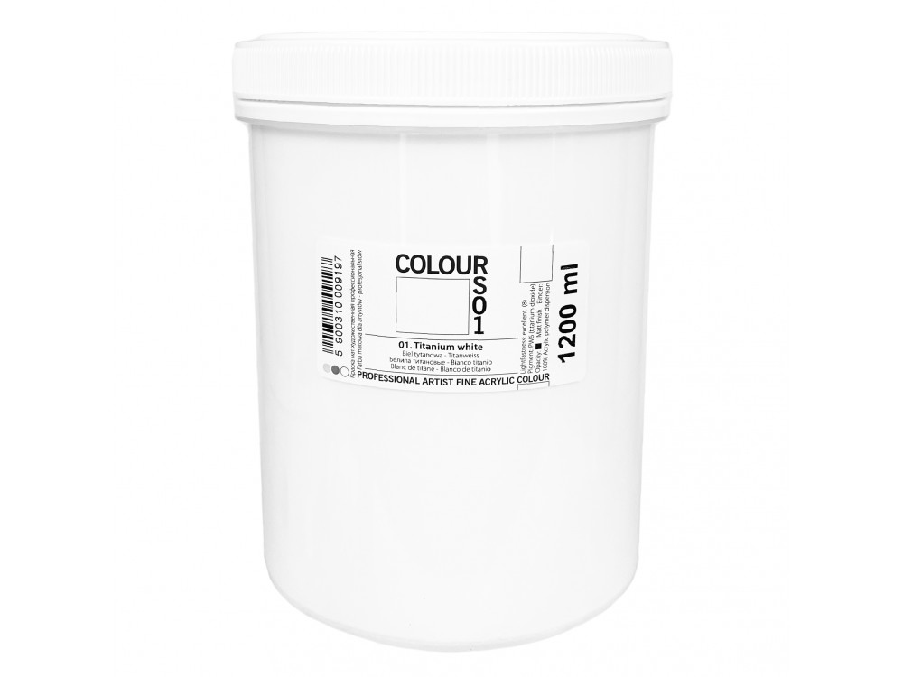 Acrylic paint Colours - Renesans - 01, Titanium White, 1200 ml