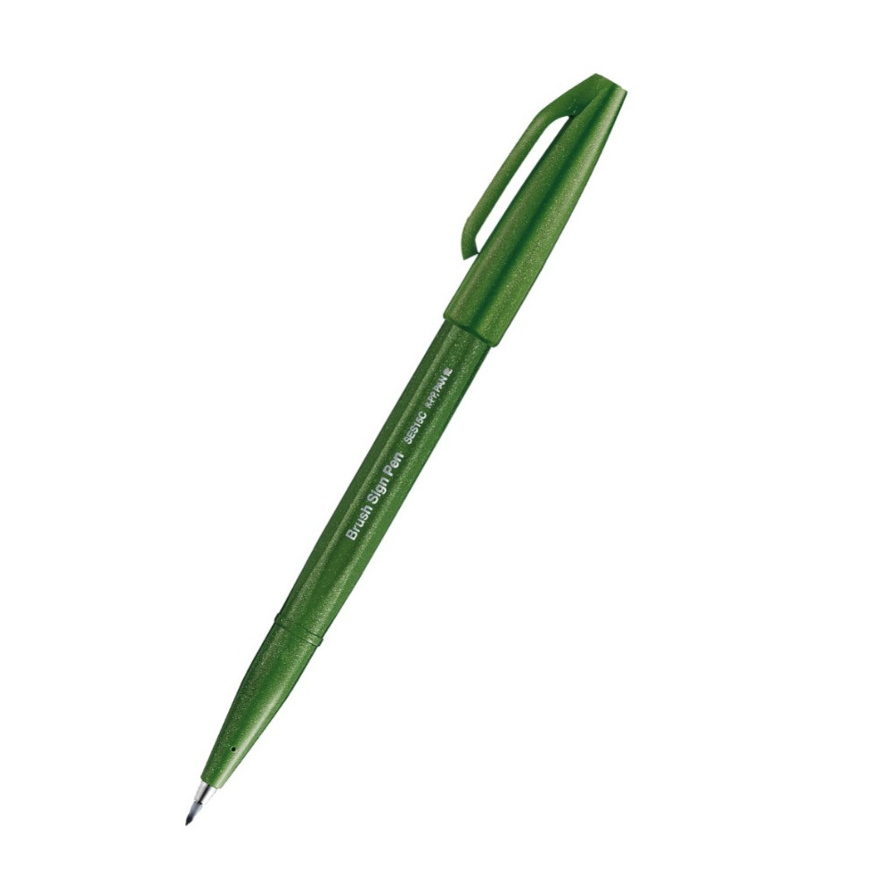Marker Brush Sign Pen S - Pentel - olive green