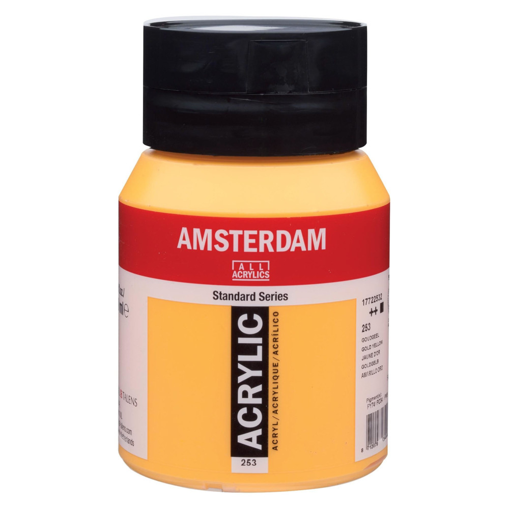 Acrylic paint in jar - Amsterdam - 253, Gold Yellow, 500 ml