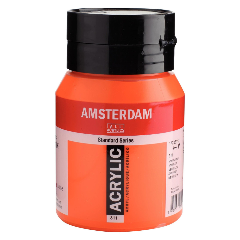 Acrylic paint in jar - Amsterdam - 311, Vermilion, 500 ml
