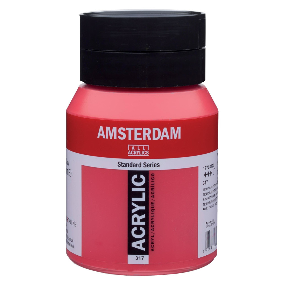 Acrylic paint in jar - Amsterdam - 317, Transparent Red Medium, 500 ml