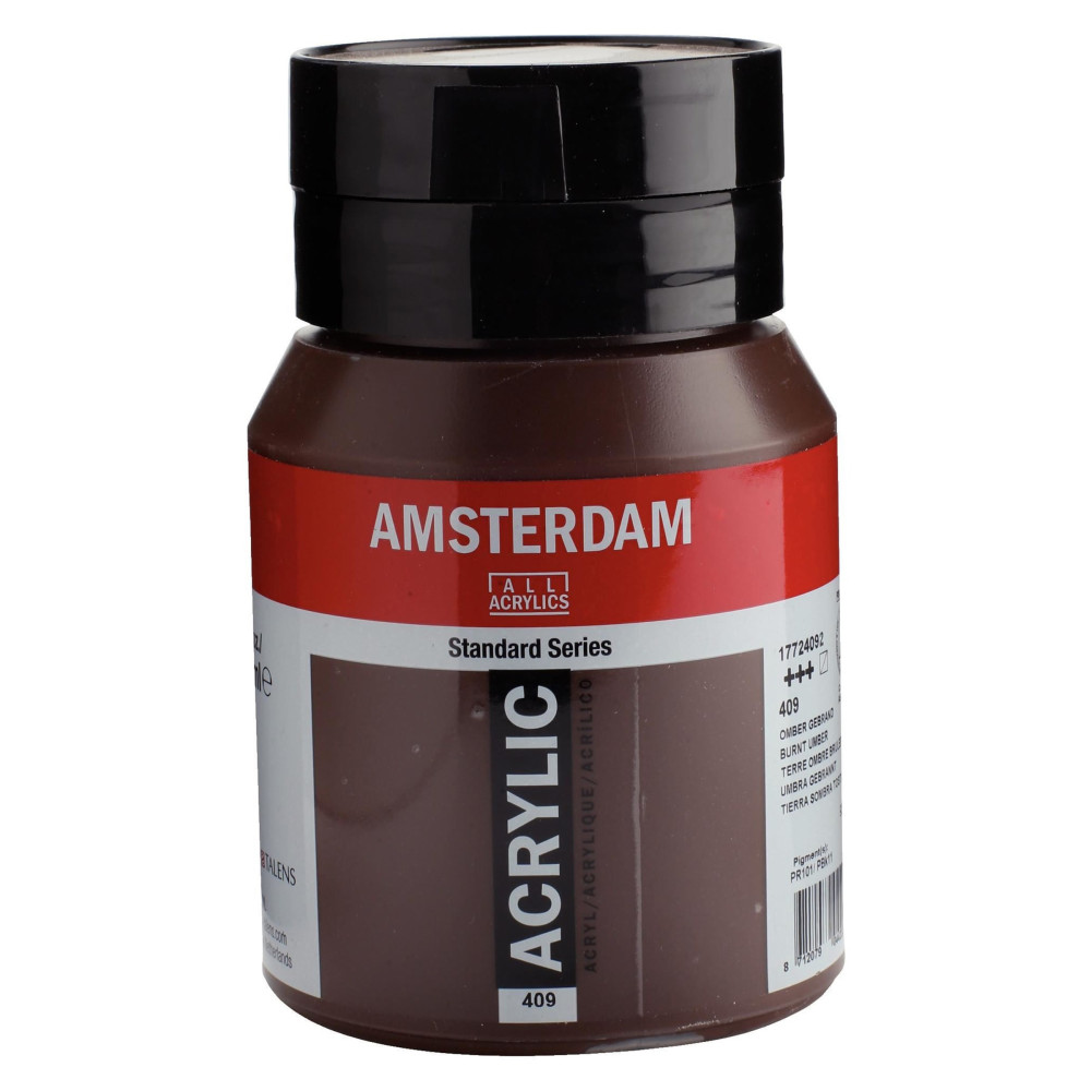 Acrylic paint in jar - Amsterdam - 409, Burnt Umber, 500 ml