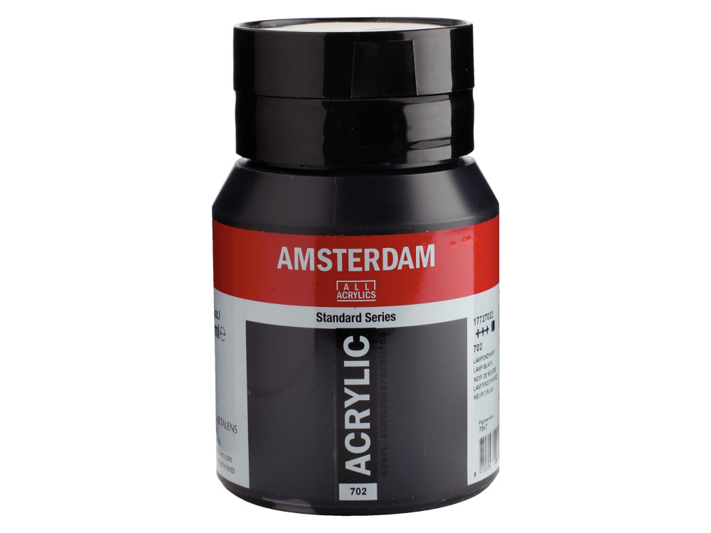 Acrylic paint in jar - Amsterdam - 702, Lamp Black, 500 ml