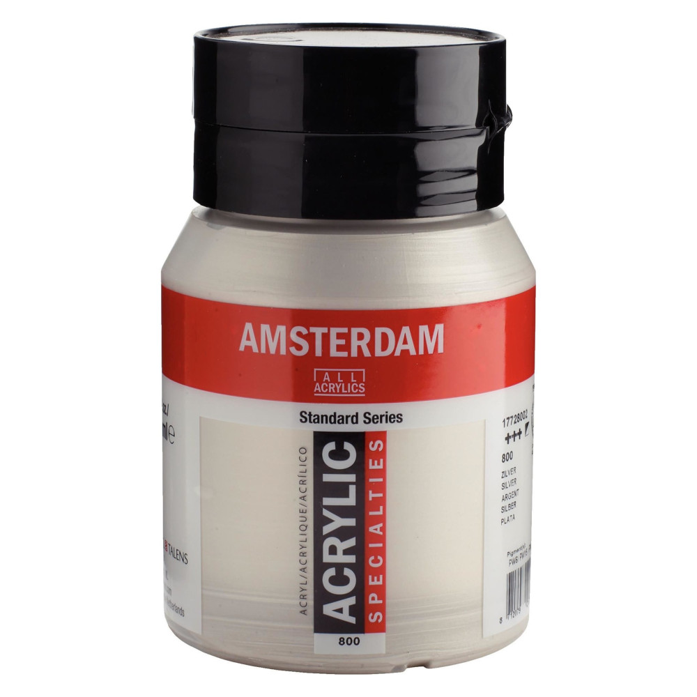Acrylic paint in jar - Amsterdam - 800, Silver, 500 ml