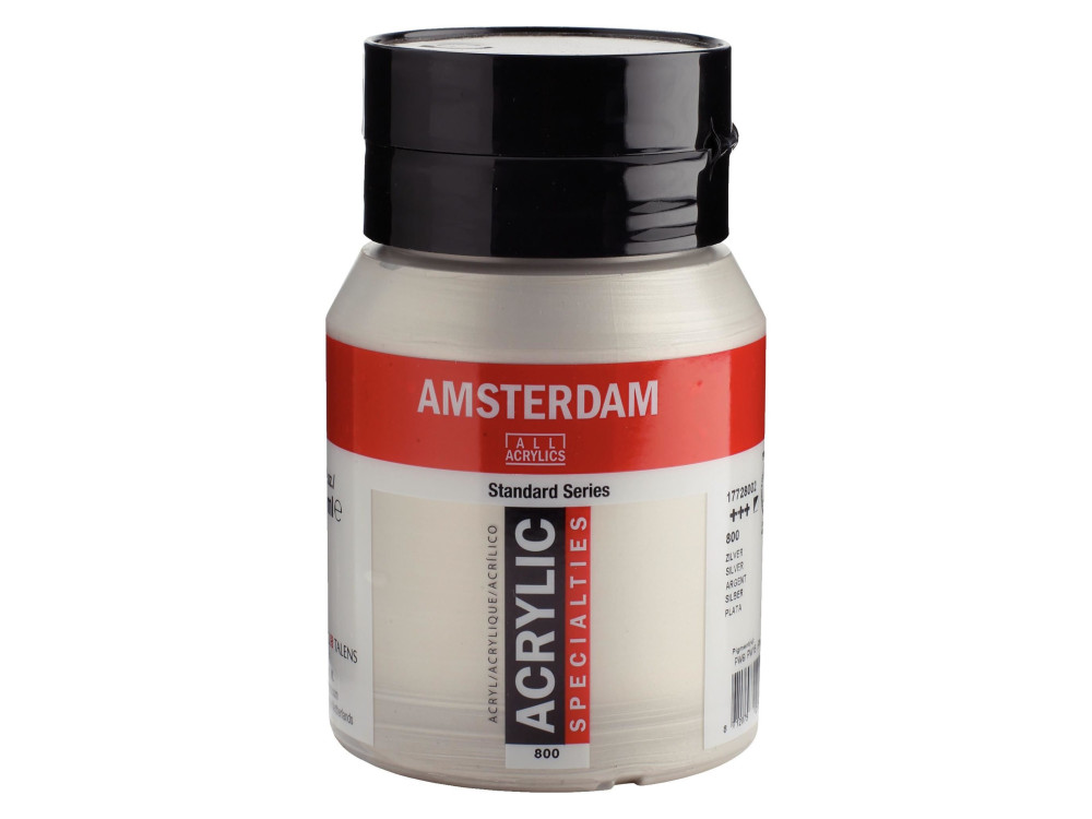 Farba akrylowa - Amsterdam - 800, Silver, 500 ml