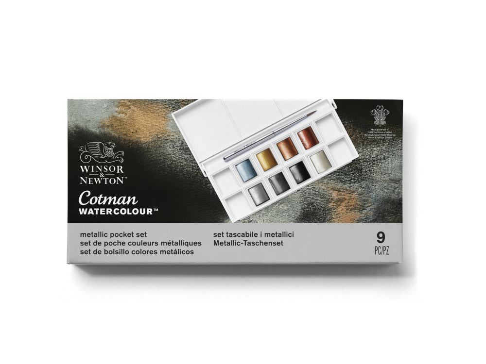 Zestaw farb akwarelowych Cotman Metallic - Winsor & Newton - 8 kolorów