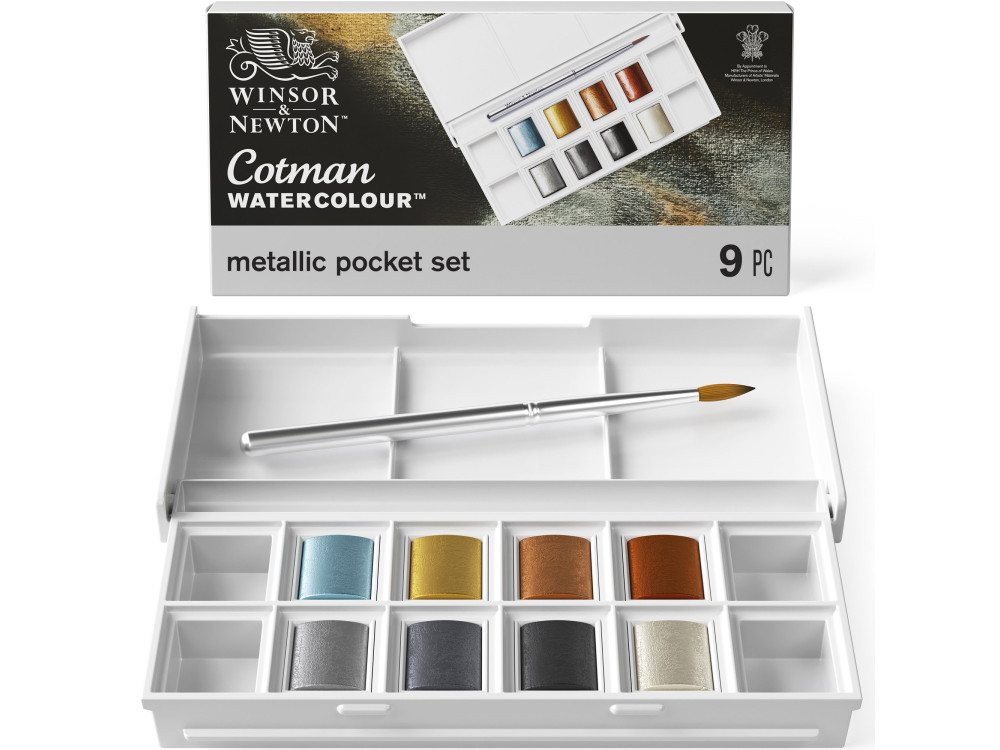 Zestaw farb akwarelowych Cotman Metallic - Winsor & Newton - 8 kolorów