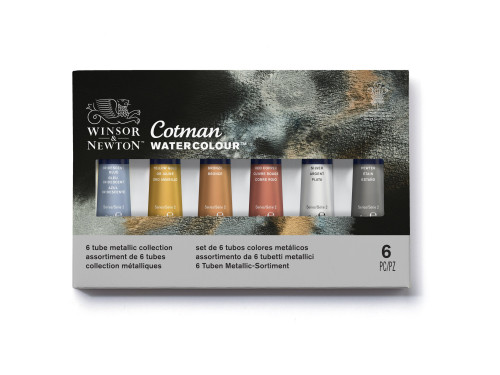 Zestaw farb akwarelowych Cotman Metallic - Winsor & Newton - 6 kolorów x 8 ml