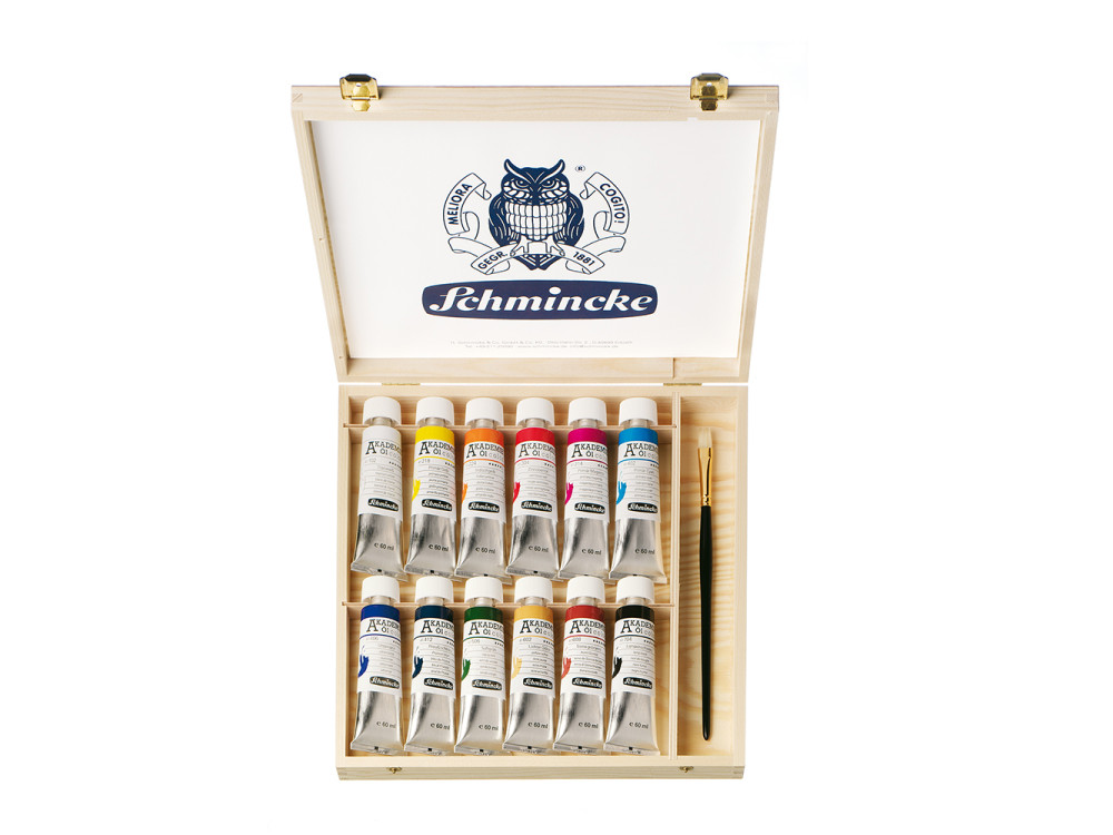 Zestaw farb olejnych Akademie Oil Color - Schmincke - 12 kolorów x 60 ml