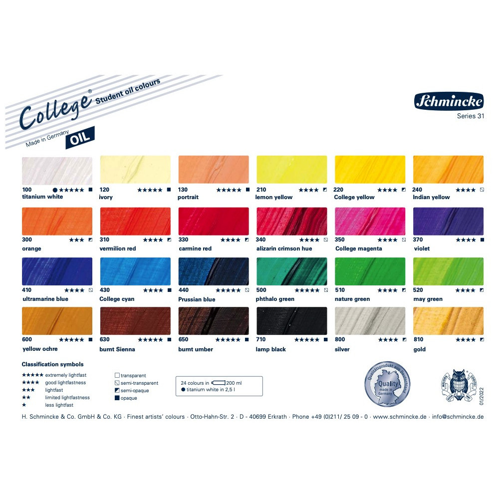 Set of College oil paints - Schmincke - 12 x 35 ml