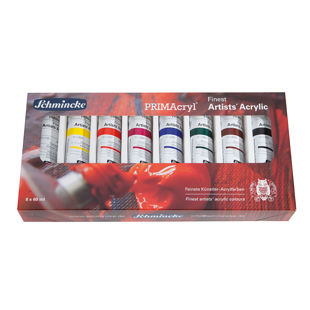 Zestaw farb akrylowych Primacryl - Schmincke - 8 kolorów x 60 ml