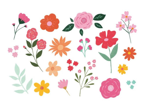 Temporary tattoos Flowers - 19 pcs.