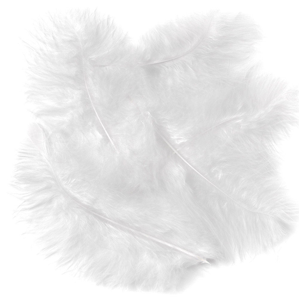 Decorative turkey feathers - DpCraft - white, 15 cm, 5 pcs.