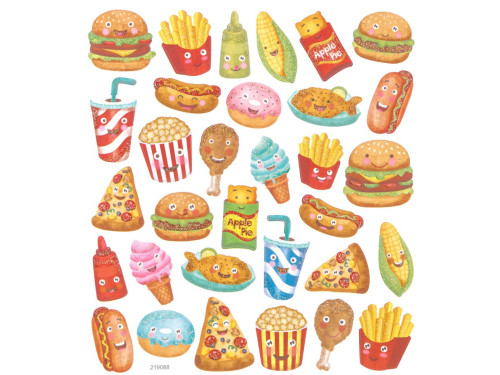 Stickers with glitter, Snacks- DpCraft - 32 pcs.