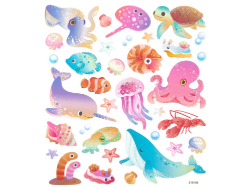 Stickers with glitter, Sea animals - DpCraft - 34 pcs.