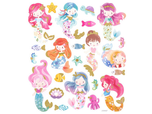 Stickers with glitter, Mermaids - DpCraft - 23 pcs.