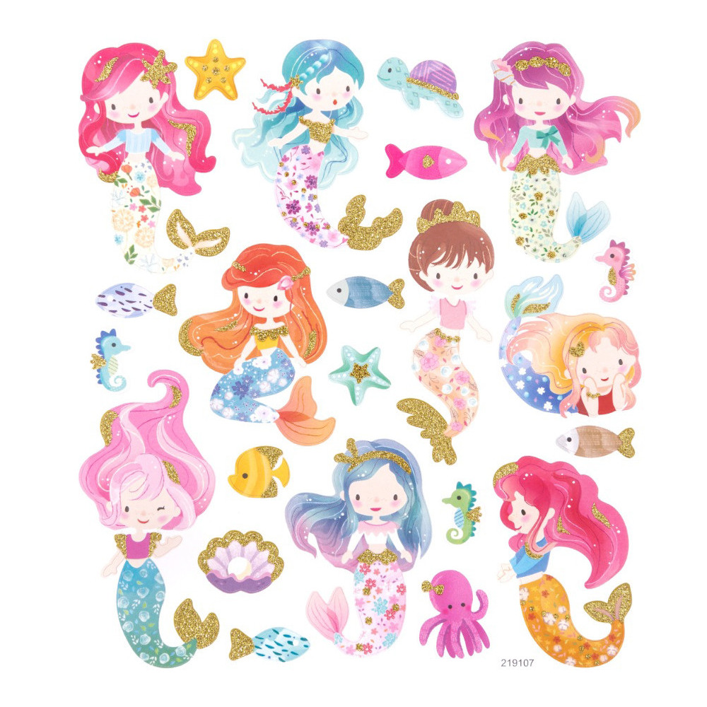 Stickers with glitter, Mermaids - DpCraft - 23 pcs.