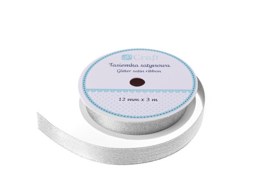 Decorative ribbon - DpCraft - silver, 12 mm x 3 m
