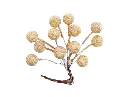 Jagody na druciku - DpCraft - złote, 10 cm, 12 szt