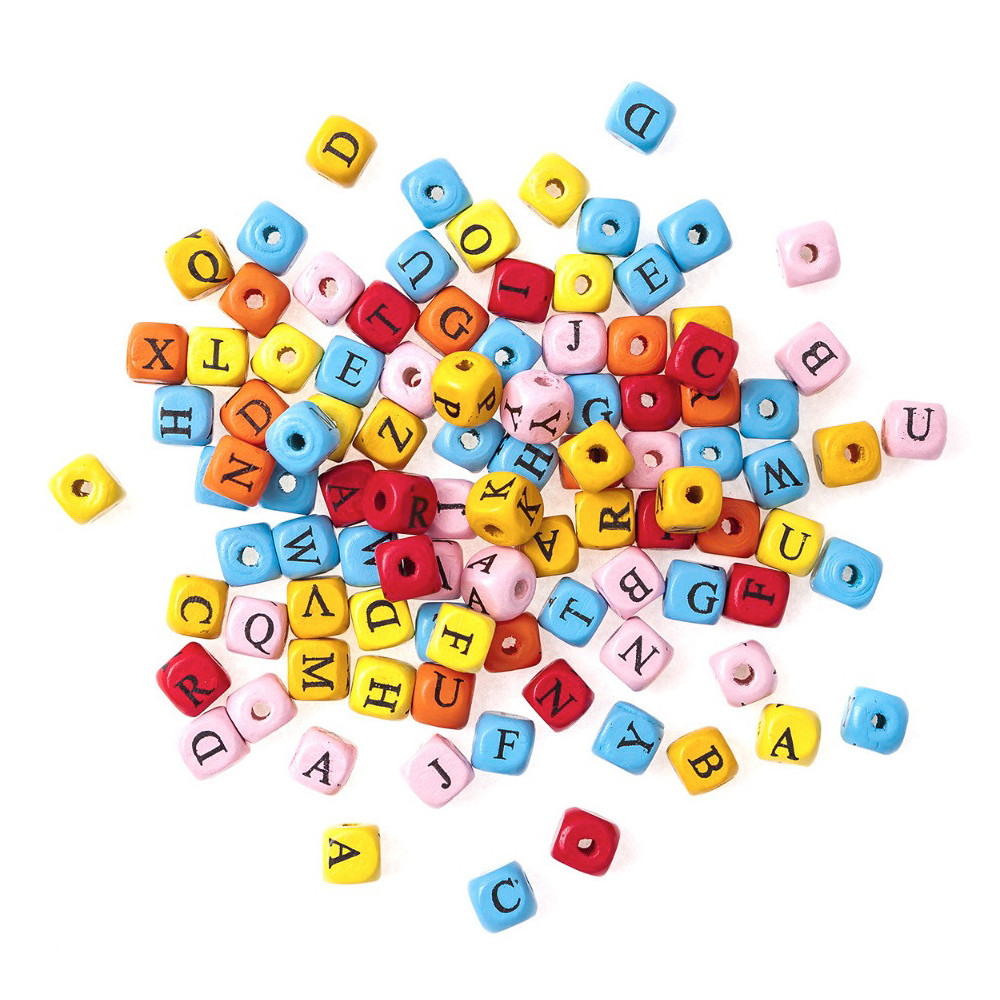 Wooden beads Letters - DpCraft - colorful, 1 cm, 100 pcs.
