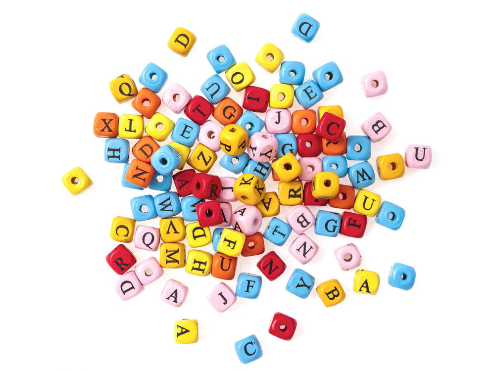 Wooden beads Letters - DpCraft - colorful, 1 cm, 100 pcs.