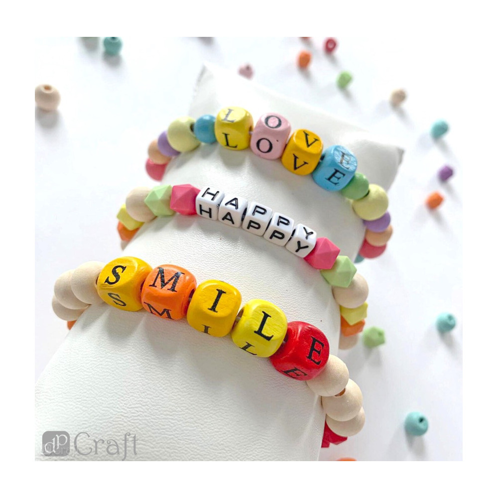 Wooden beads Letters - DpCraft - colorful, 1 cm, 100 pcs.