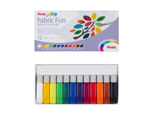 Set of paints for fabrics Fabric Fun - Pentel - 12 colors x 6 ml