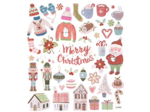 Stickers with glitter, Cozy Christmas - DpCraft - 43 pcs.