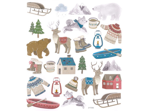Stickers with glitter, Winter Wonderland - DpCraft - 26 pcs.
