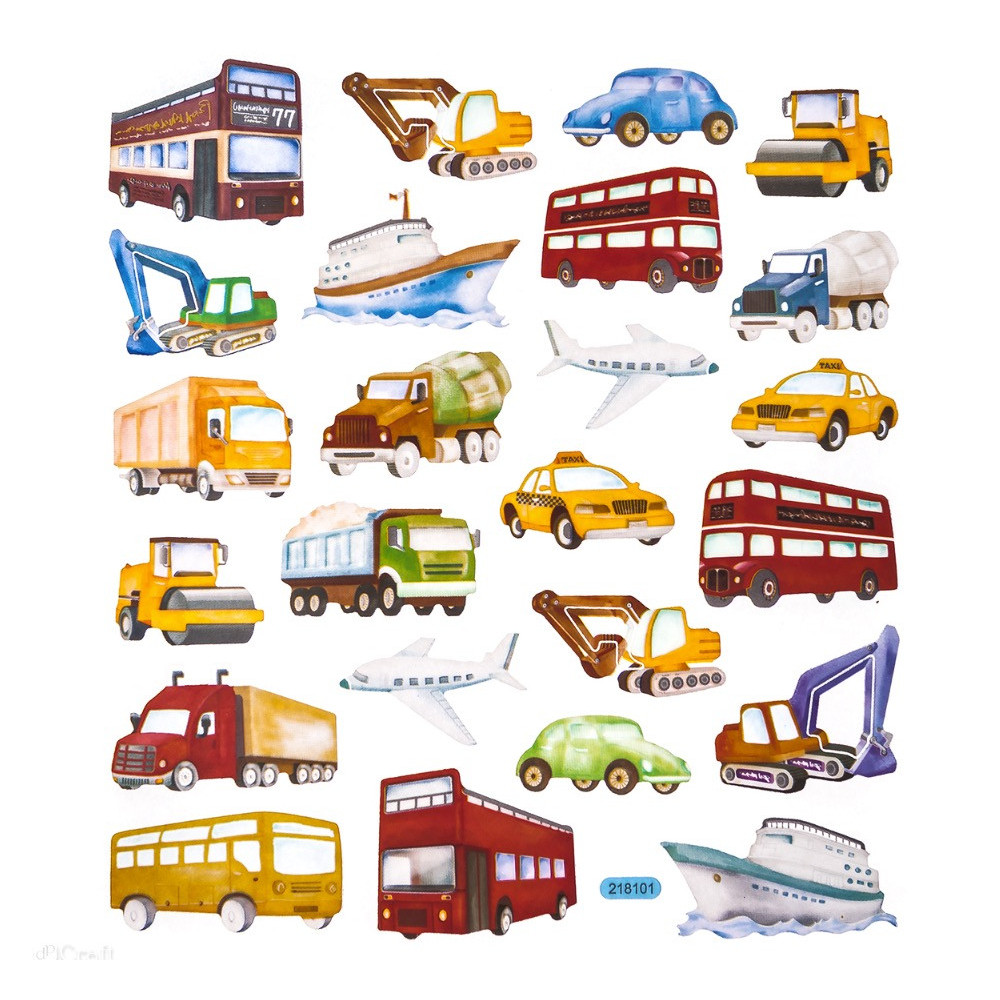 Stickers with embellishments, Transport - DpCraft - 24 pcs.