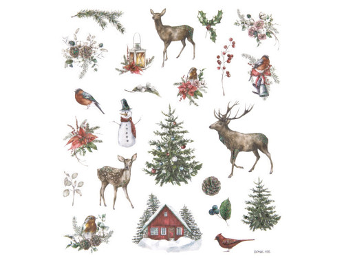 Stickers with glitter, Lovable Christmas Nature - DpCraft - 23 pcs.