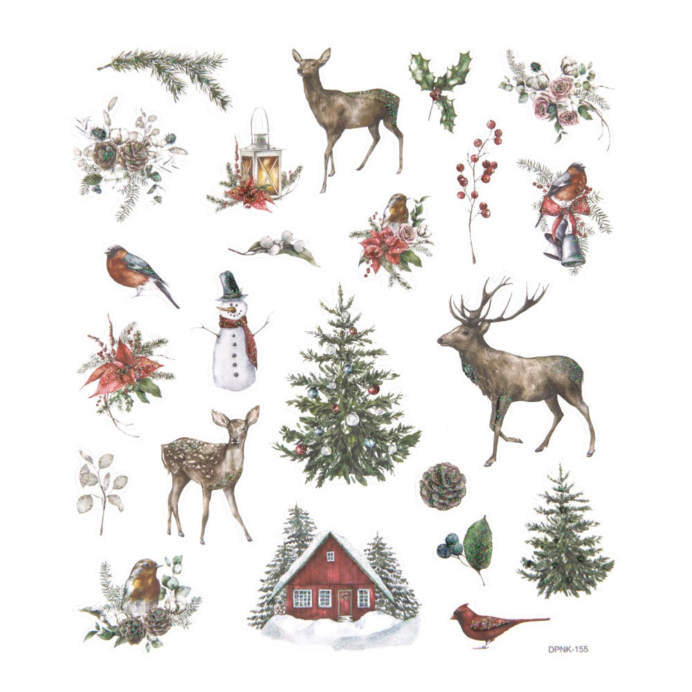 Stickers with glitter, Lovable Christmas Nature - DpCraft - 23 pcs.