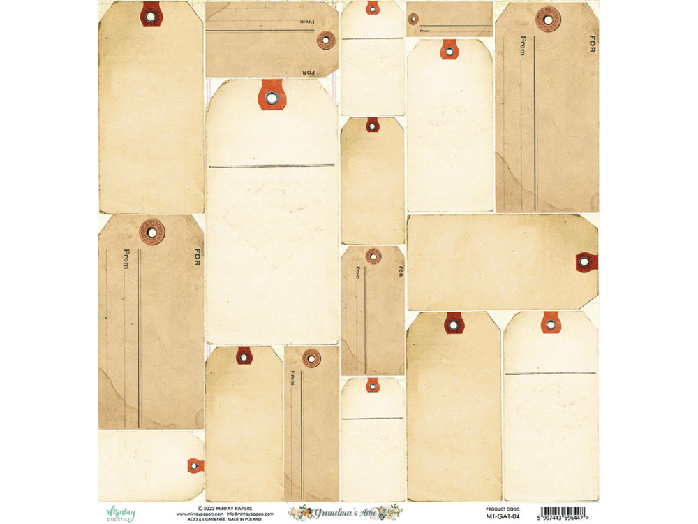 Papier do scrapbookingu 30,5 x 30,5 cm - Mintay - Grandma's Attic 04
