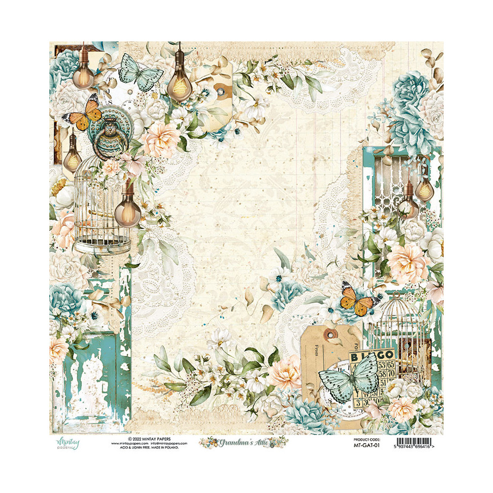 Zestaw papierów do scrapbookingu 15,2 x 15,2 cm - Mintay - Grandma's Attic