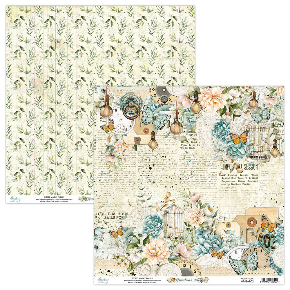 Zestaw papierów do scrapbookingu 15,2 x 15,2 cm - Mintay - Grandma's Attic
