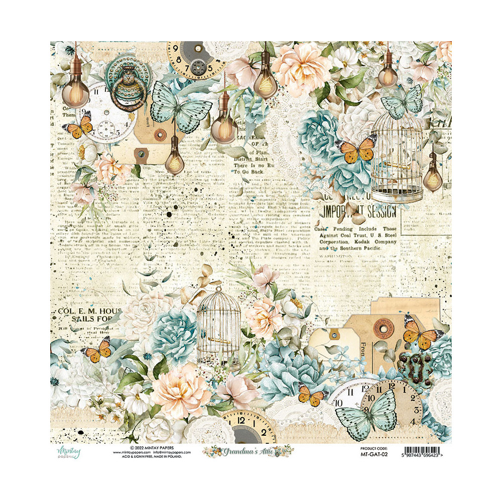 Zestaw papierów do scrapbookingu 15,2 x 15,2 cm - Mintay - Grandma's Attic