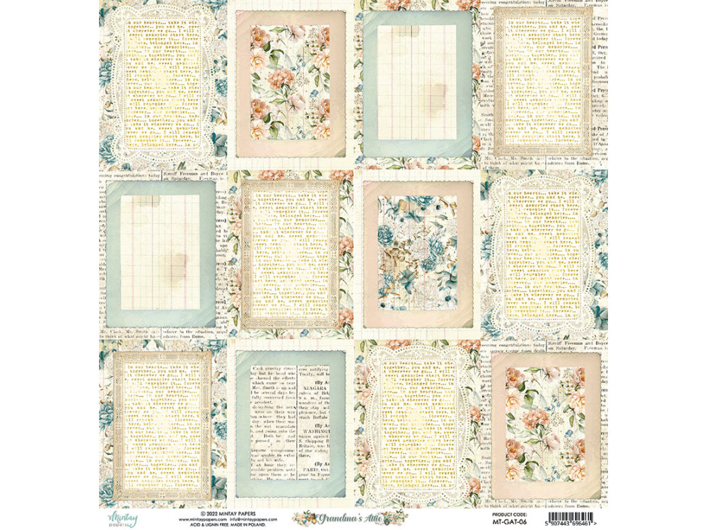 Set of scrapbooking papers 15,2 x 15,2 cm - Mintay - Grandma's Attic