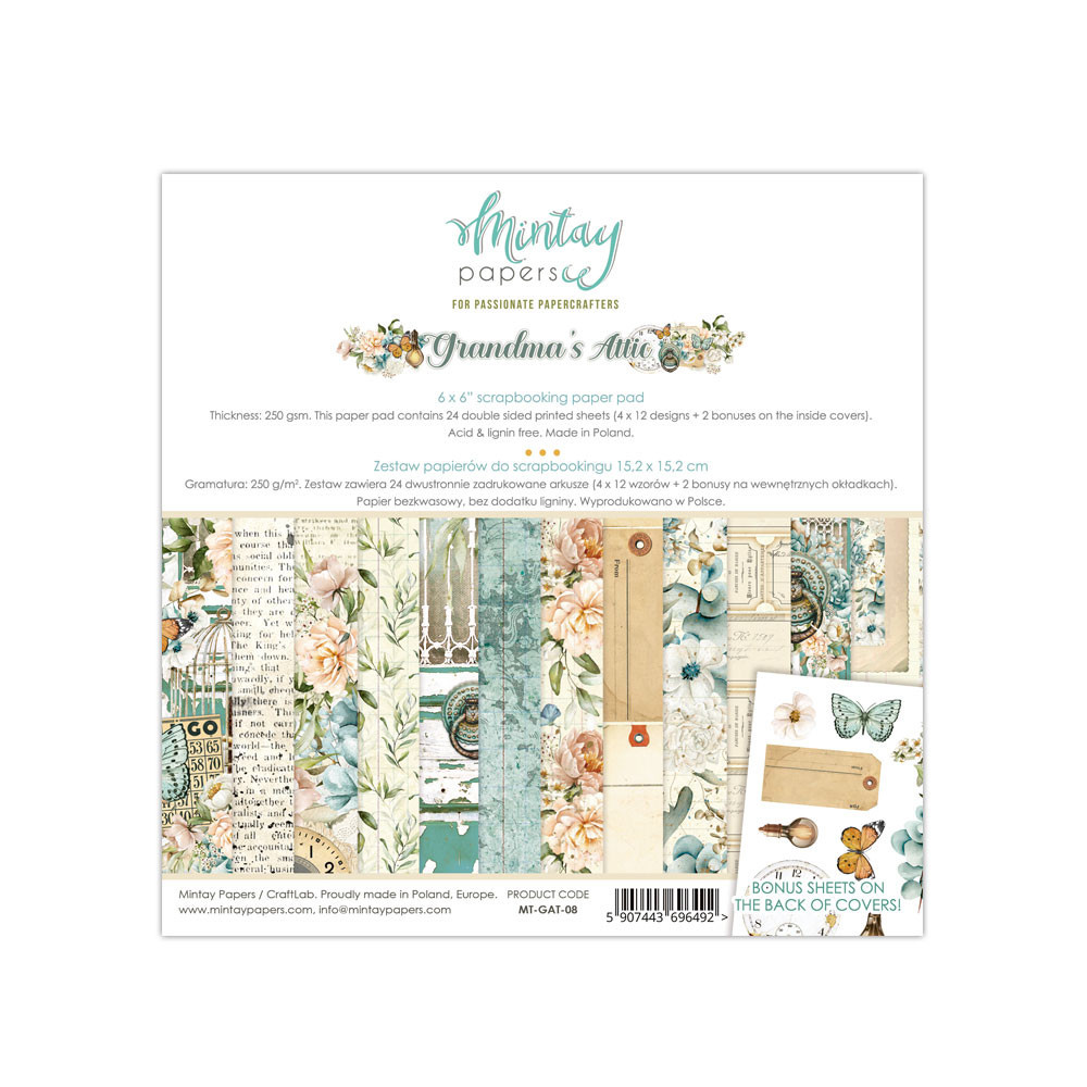 Set of scrapbooking papers 15,2 x 15,2 cm - Mintay - Grandma's Attic