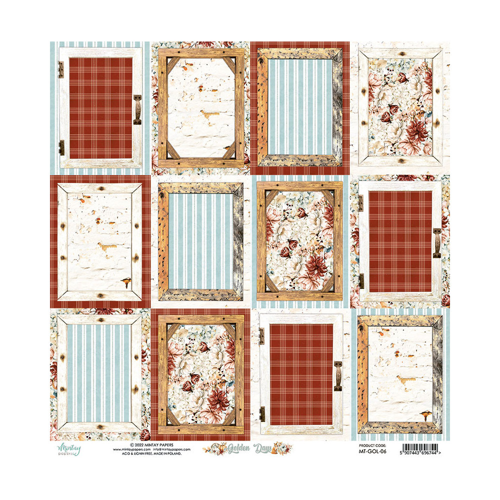 Set of scrapbooking papers 15,2 x 15,2 cm - Mintay - Golden Days