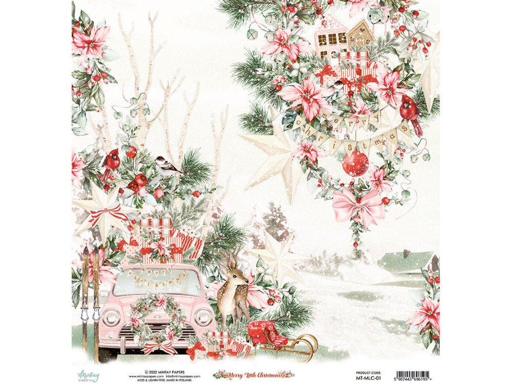 Papier do scrapbookingu 30,5 x 30,5 cm - Mintay - Merry Little Christmas 01
