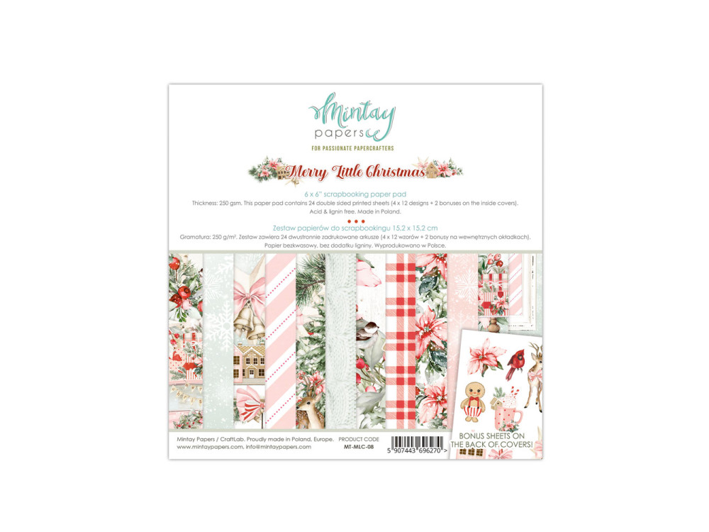 Set of scrapbooking papers 15,2 x 15,2 cm - Mintay - Merry Little Christmas
