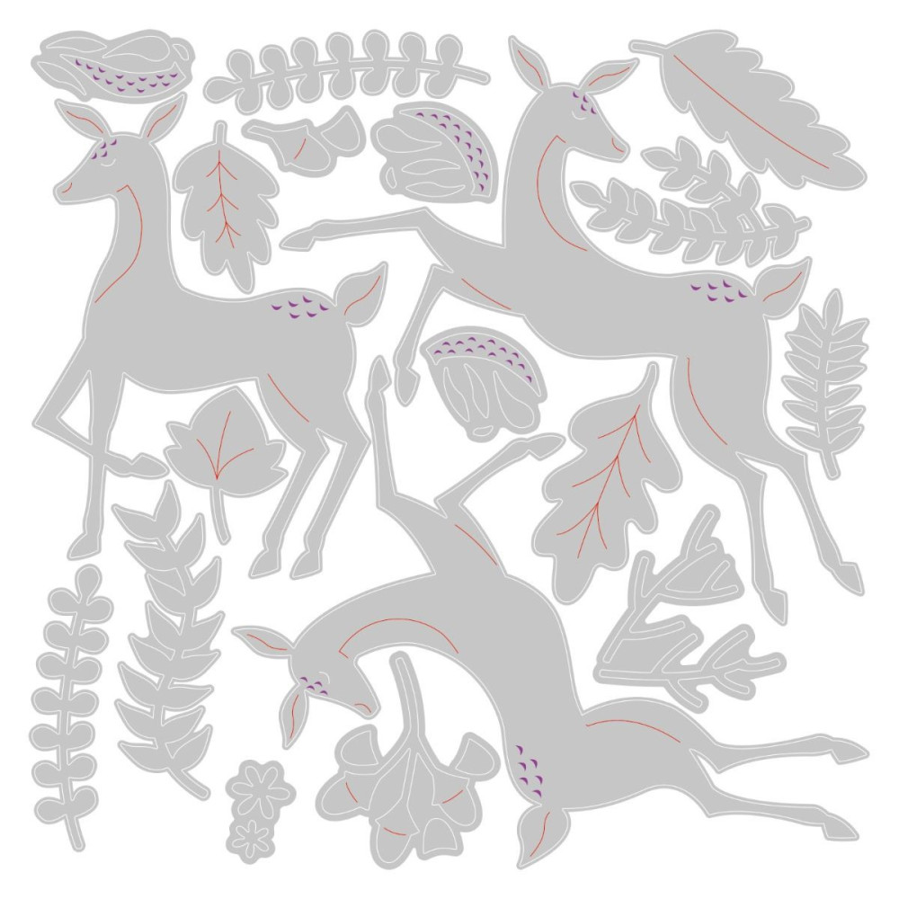 Zestaw wykrojników Thinlits - Sizzix - Delightful Deer, 19 szt.