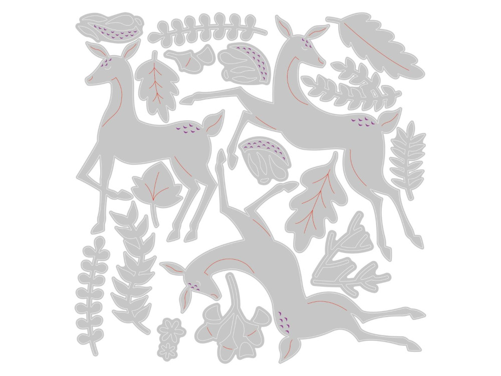 Zestaw wykrojników Thinlits - Sizzix - Delightful Deer, 19 szt.