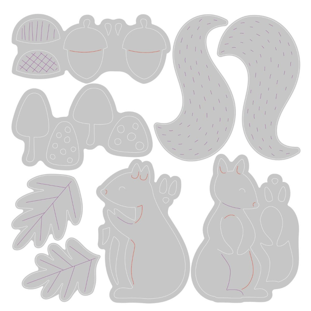 Thinlits cutting dies - Sizzix - Harvest Squirrels, 8 pcs.