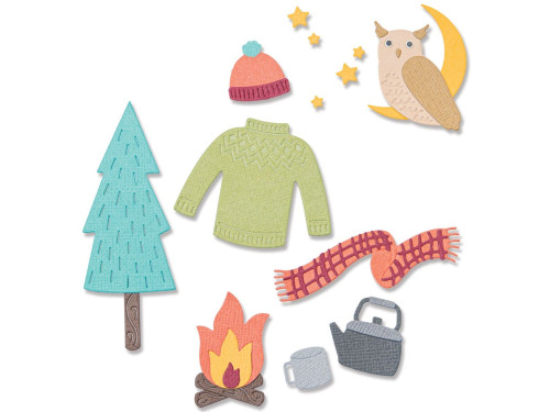 Zestaw wykrojników Thinlits - Sizzix - Cozy Woodland, 12 szt.