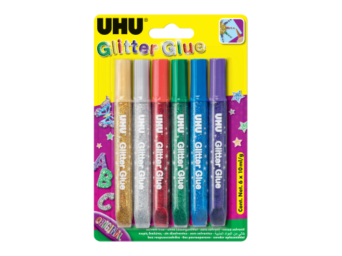 Glitter glue - UHU - 6 x 10 ml